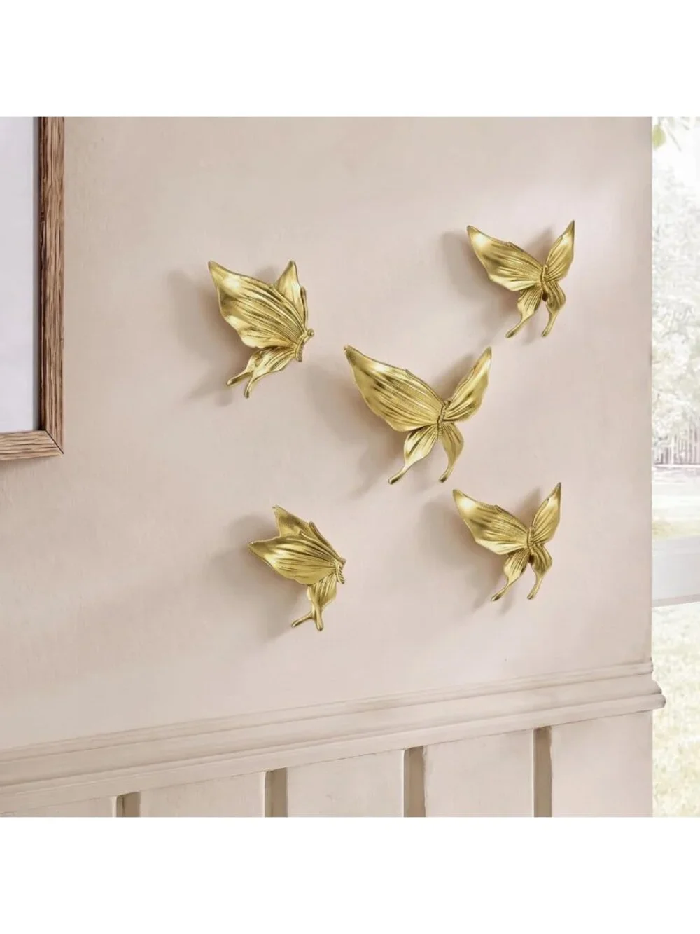5 Pcs 3D Vintage Gold Butterfly Wall Art Decor for Home & Garden Decoration